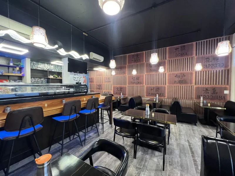 Modern and stylish interior dining space at Miyazaki Sushi & IZAKAYA, a Japanese Restaurant in Kailua-Kona.