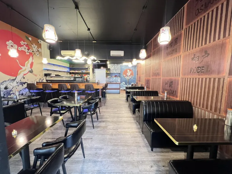 Spacious main dining hall with booth seating at Miyazaki Sushi & IZAKAYA, a Japanese Restaurant in Kailua-Kona.